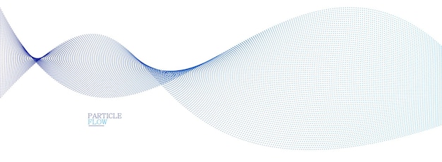 blue dots in motion vector abstract background particles array wavy flow curve lines of points in movement technology and science illustration