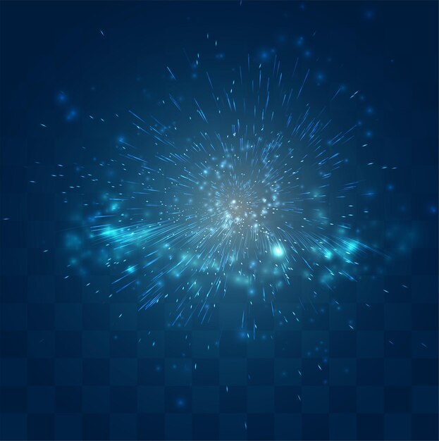 blue fireworks, explosion on a dark blue background with mosaic, easy editable design