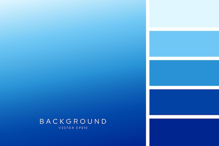 Vector blue gradient background color transition style with palettes