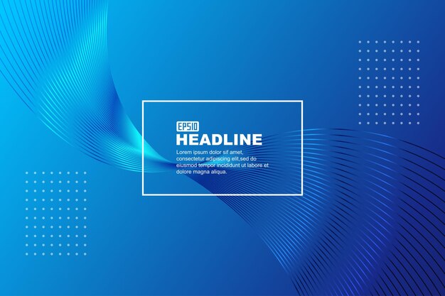 Blue gradient curved abstract lines with a tech poster background