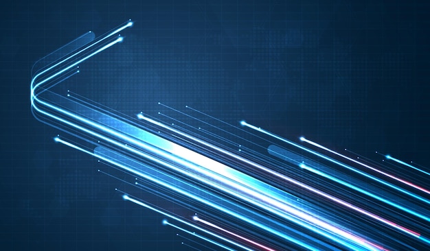 blue light streak fiber optic speed line futuristic background for 5g or 6g technology wireless data transmission highspeed internet in abstract internet network concept vector design