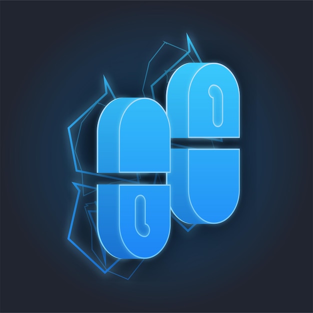 blue lighting thunder effect pills icon with dark background