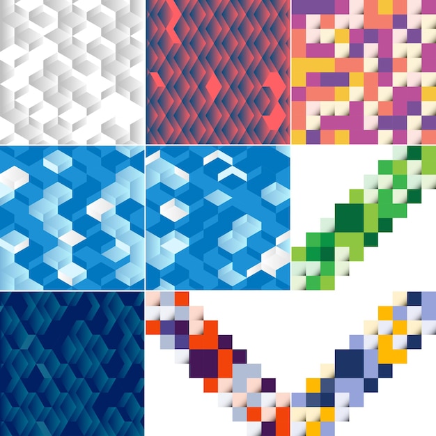 Blue mosaic pattern with a mosaic color gradient vector illustration suitable for design projects pack of 14