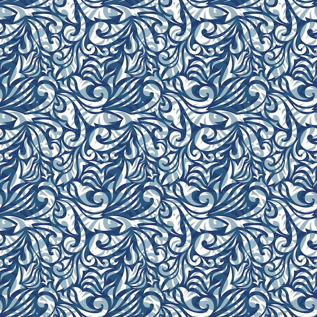 Blue nautical background with waves and swirls