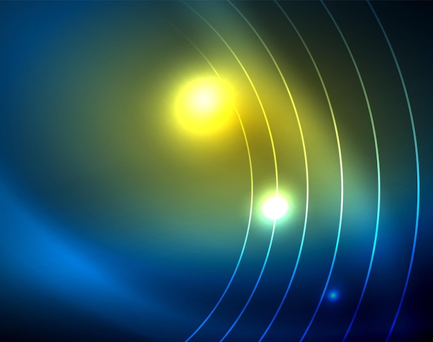 Blue neon circles abstract circular lines Glowing circle abstract pattern background
