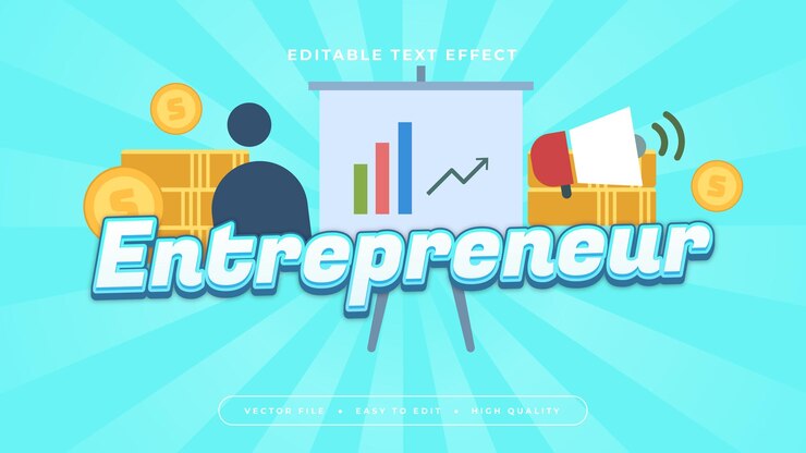 Vector blue orange and red entrepreneur 3d editable text effect font style