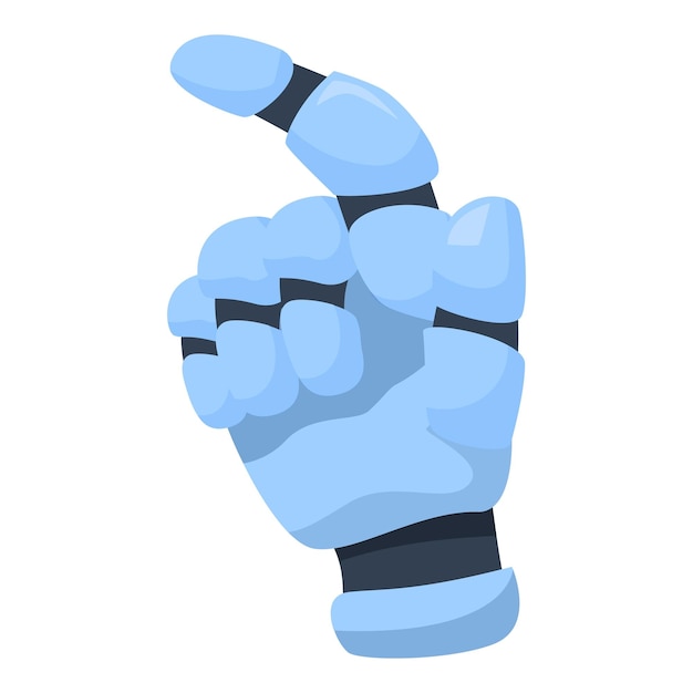 Blue robotic hand pointing with index finger