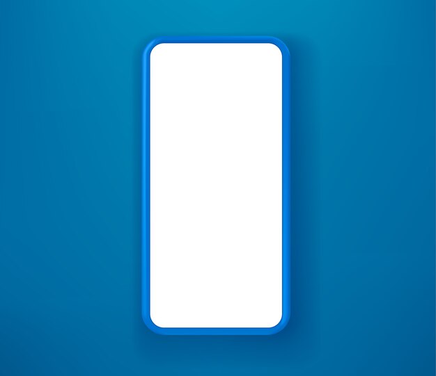 Blue smartphone on blue background