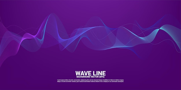 Blue Sound wave line curve on purple