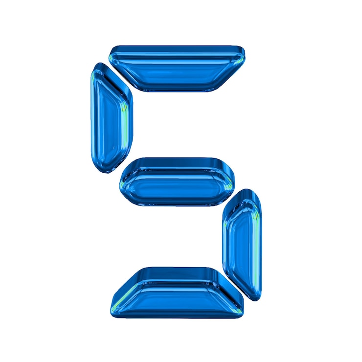Vector blue symbol made as digital text number 5