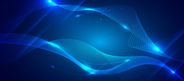 blue technology background with wavy lines