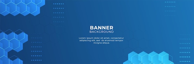 Blue technology digital banner design with hexagone