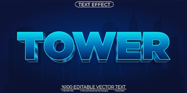blue tower editable and scalable text effect