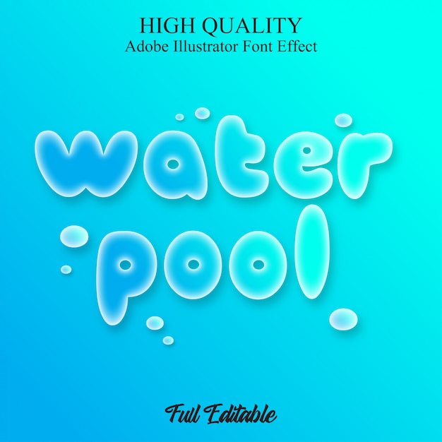 blue water pool text style editable font effect