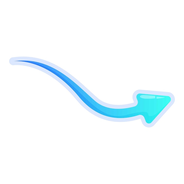 blue wavy arrow pointing right showing direction