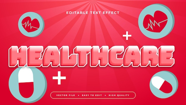 blue white and red healthcare 3d editable text effect font style
