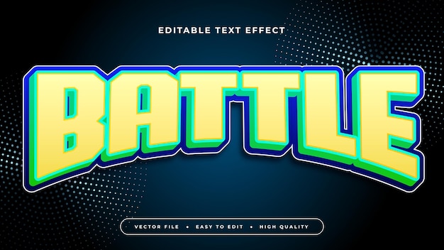 blue yellow and green battle 3d editable text effect font style