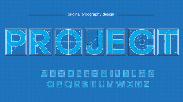 blueprint technical drawing alphabet