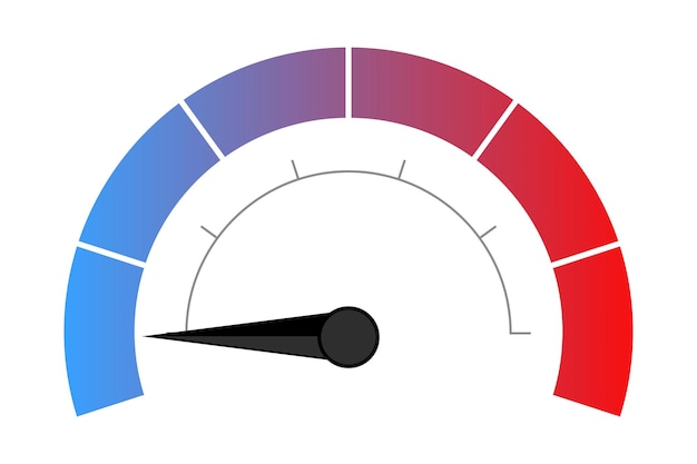 Bluered speed tester on one division illustration Internet downloading uploading data speed limit car computer engine quality Vector icon for business and advertising