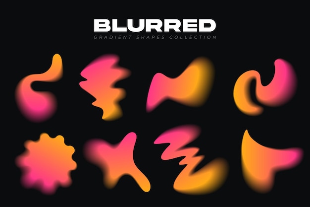 blurred gradient shapes collection isolated on black background