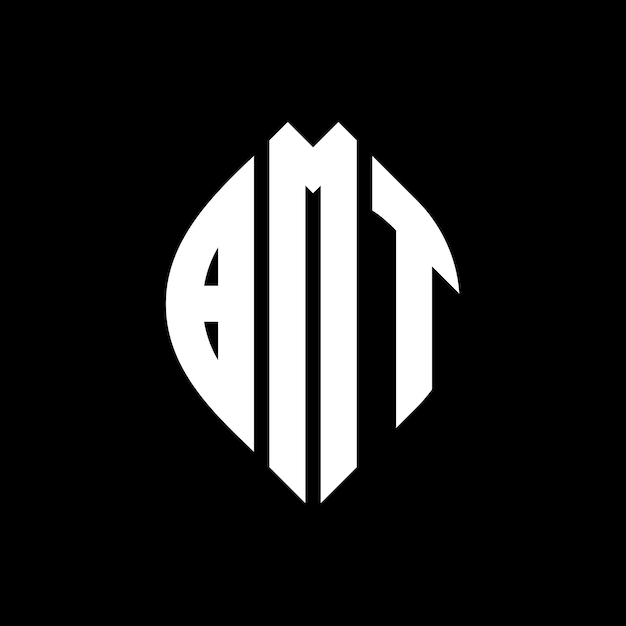 BMT circle letter logo design with circle and ellipse shape BMT ellipse letters with typographic style The three initials form a circle logo BMT Circle Emblem Abstract Monogram Letter Mark Vector