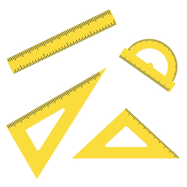 Bộ biểu tượng thước kẻ minh họa vector phẳng