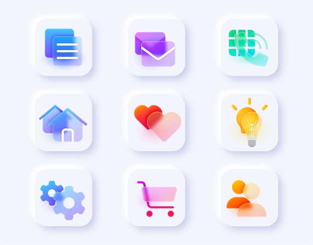 Bộ biểu tượng trang web theo phong cách Glassmorphism