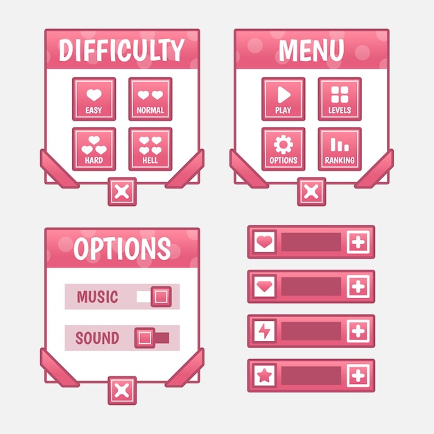 Bộ công cụ GUI mẫu trò chơi vector