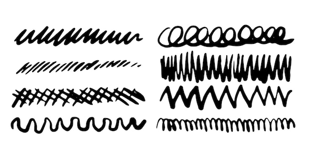 Bộ đánh dấu vẽ tay Nét than vector nét vẽ và xoáy Nét vẽ lượn sóng ngang