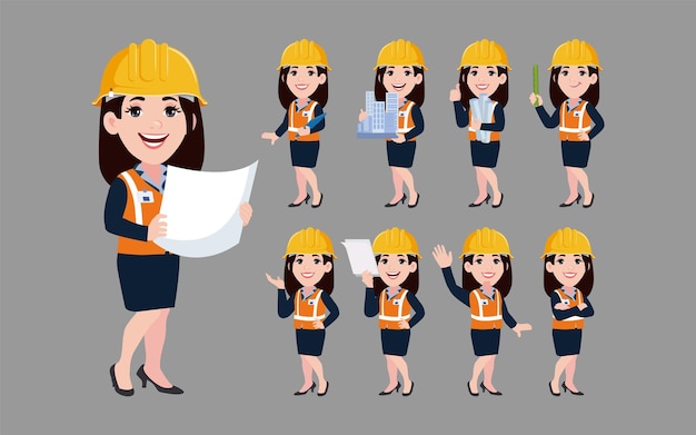 Bộ kỹ sư với các tư thế khác nhau