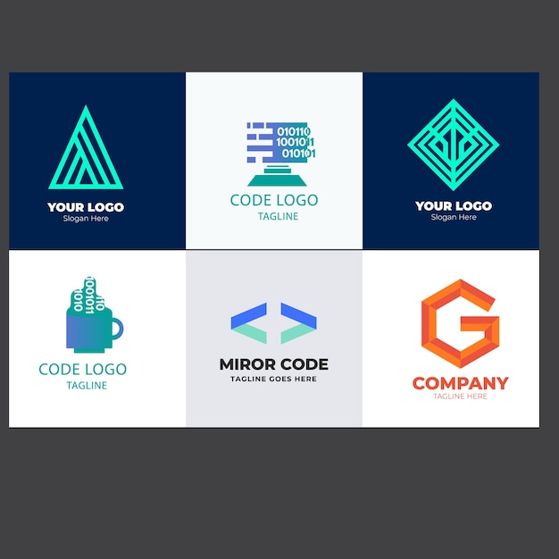 Bộ mẫu thiết kế logo mã làm việc nhóm