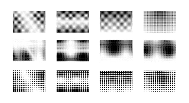 Bộ nền dấu chấm halftone gradient Mô hình chấm halftone Minh họa vector