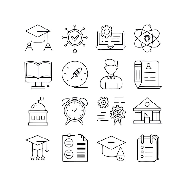 Bộ sưu tập biểu tượng Vector về Giáo dục và Học tập cho các Ứng dụng Di động, Trang web và Tài liệu UI