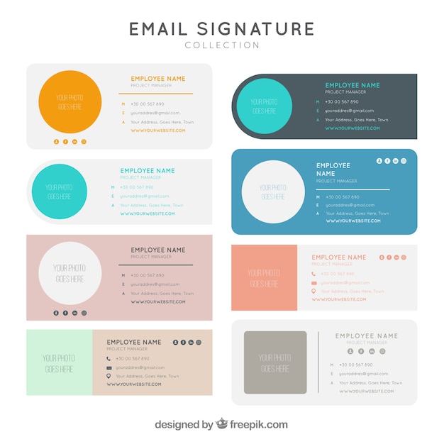Bộ sưu tập chữ ký email theo phong cách phẳng