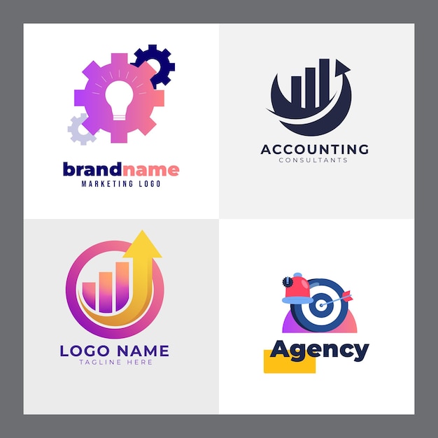 Bộ sưu tập mẫu logo kế toán thiết kế phẳng