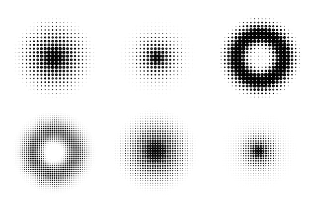 Bộ thiết kế chấm tròn Halftone. Bộ sưu tập các kết cấu Halftone cổ điển