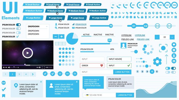 Bộ UI kit hiện đại gồm tập hợp các biểu tượng, nút và yếu tố điều hướng thiết yếu cho các ứng dụng di động và trang web. Lý tưởng cho thiết kế đáp ứng và bảng điều khiển