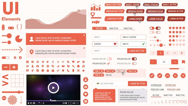 Bộ UI kit hiện đại gồm tập hợp các biểu tượng, nút và yếu tố điều hướng thiết yếu cho các ứng dụng di động và trang web. Lý tưởng cho thiết kế đáp ứng và bảng điều khiển