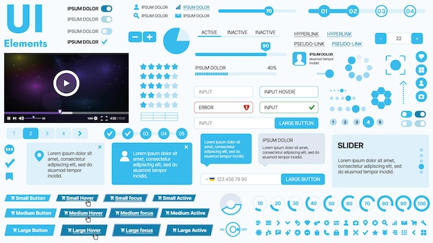 Bộ UI kit hiện đại gồm tập hợp các biểu tượng, nút và yếu tố điều hướng thiết yếu cho các ứng dụng di động và trang web. Lý tưởng cho thiết kế đáp ứng và bảng điều khiển