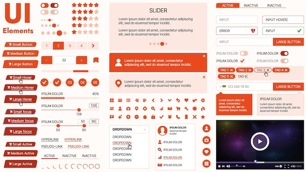Bộ UI kit hiện đại gồm tập hợp các biểu tượng, nút và yếu tố điều hướng thiết yếu cho các ứng dụng di động và trang web. Lý tưởng cho thiết kế đáp ứng và bảng điều khiển