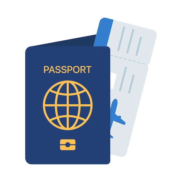 boarding pass with passport flat style