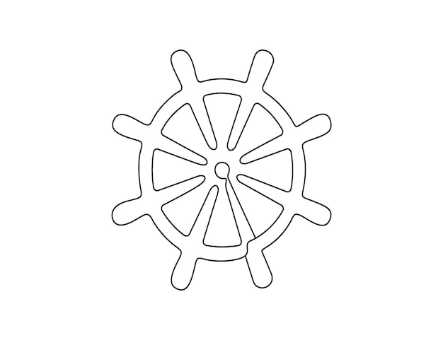 Boat wheel icon line art vector illustration