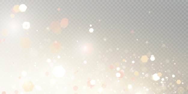 Bokeh light effect with lots of shiny highlights shining on transparent background for christmas