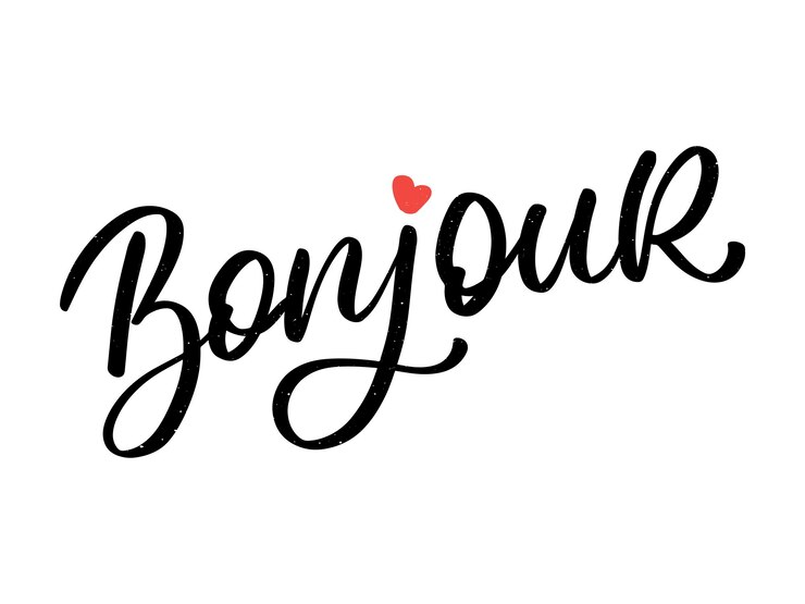 Vector bonjour paris phrase vector lettering calligraphy brush