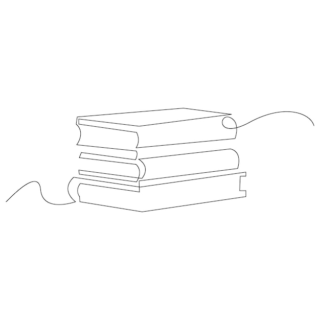 Book one line continuous outline vector art drawing and simple minimalist design