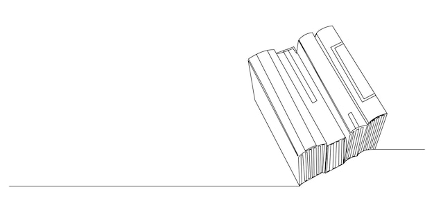 Books continuous line drawing isolated vector
