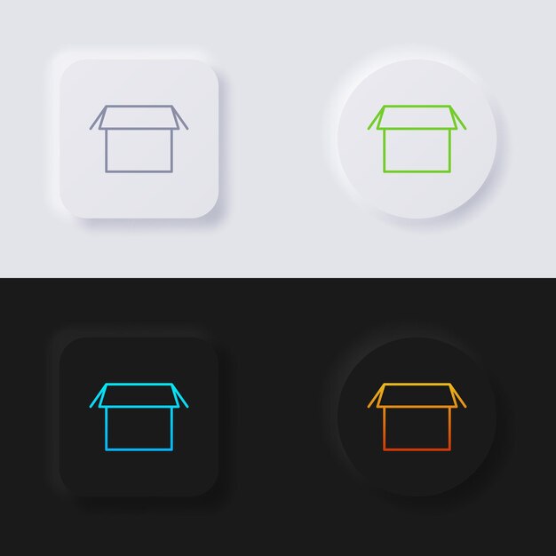 Box icon set Multicolor neumorphism button soft UI Design for Web design Application UI and more Icon set Button Vector