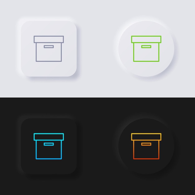 Box icon set Multicolor neumorphism button soft UI Design for Web design Application UI and more Icon set Button Vector