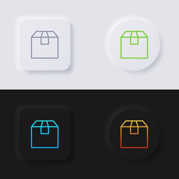 Box icon set Multicolor neumorphism button soft UI Design for Web design Application UI and more Icon set Button Vector