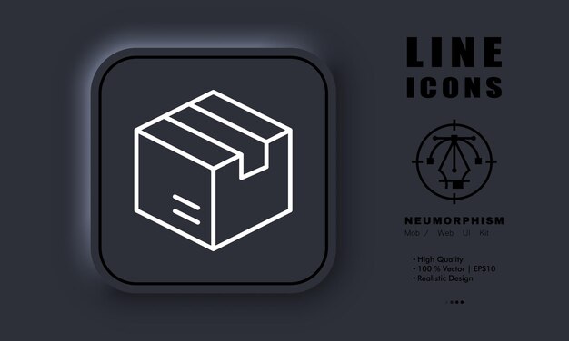Box line icon Logistics package packing courier deliver parcels client purchase worldwide shipping Delivery concept Neomorphism style Vector line icon for Business and Advertising